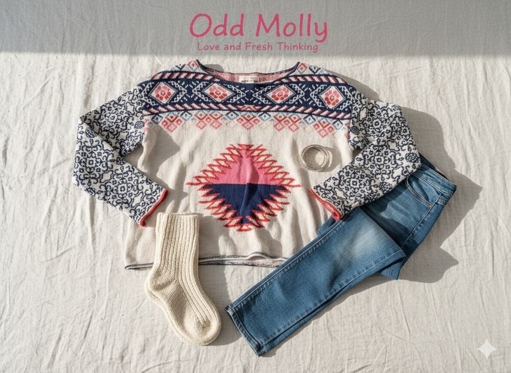 Odd Molly Nordic Knit Intarsia Sweater - Wool Blend - Size 2 (Medium)